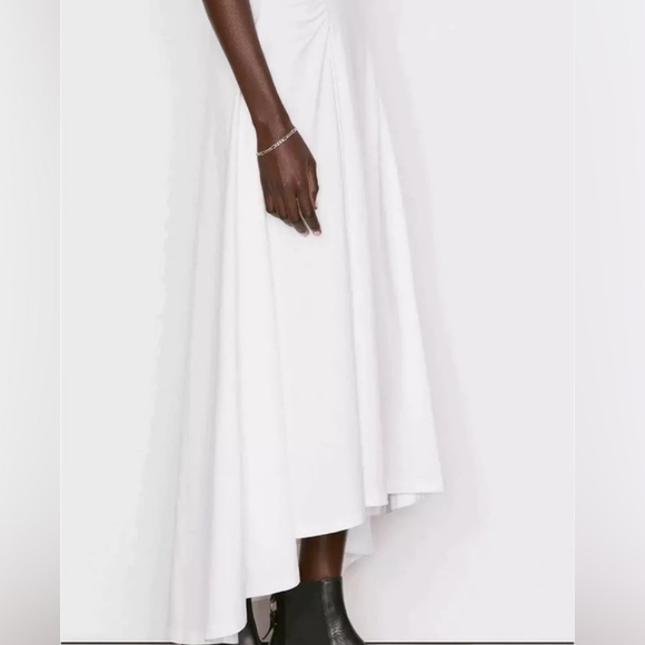 Frame x Revolve fitted flare organic cotton white high low minimalist Maxi Dress - Picture 4 of 10